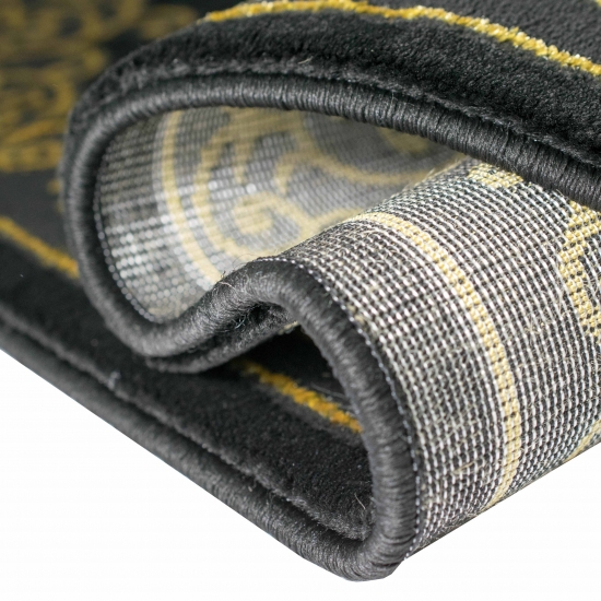 Teppich modern Kurzflor Wohnzimmerteppich Ornamente in schwarz gold