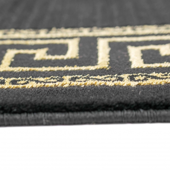 Teppich modern Designerteppich Mäander Muster in schwarz gold