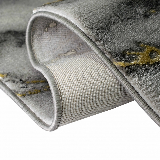 Teppich Wohnzimmer Teppich Marmor Optik in creme grau gold