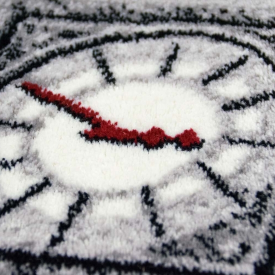 Preview: Moderner Teppich London Motiv Creme Grau Rot Schwarz fürs Wohnzimmer