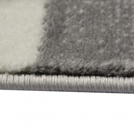 Moderner Teppich London Motiv Creme Grau Rot Schwarz fürs Wohnzimmer