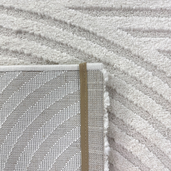 Designer Wohnzimmerteppich mit geometrischem Kreisemuster in creme