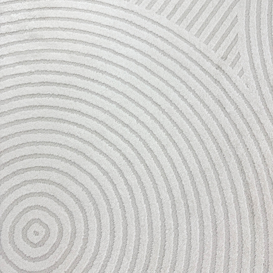 Designer Wohnzimmerteppich mit geometrischem Kreisemuster in creme