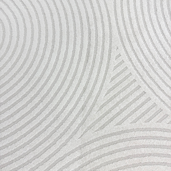 Designer Wohnzimmerteppich mit geometrischem Kreisemuster in creme