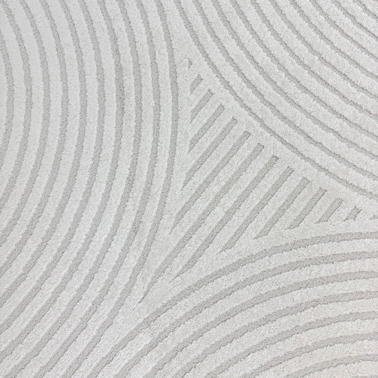 Designer Wohnzimmerteppich mit geometrischem Kreisemuster in creme