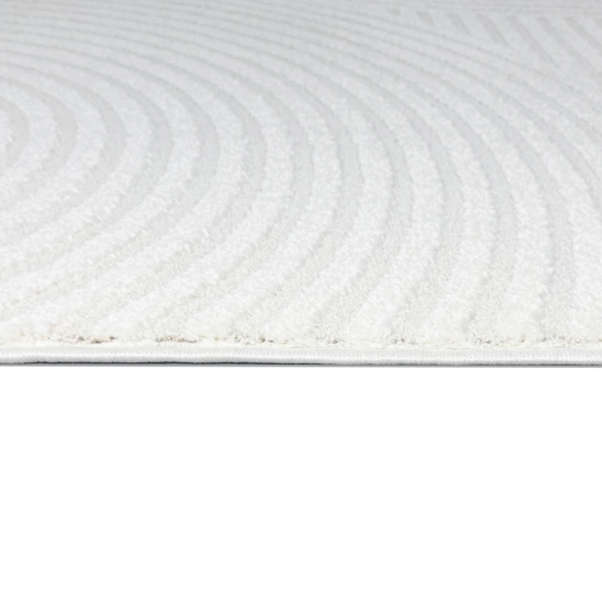 Designer Wohnzimmerteppich mit geometrischem Kreisemuster in creme
