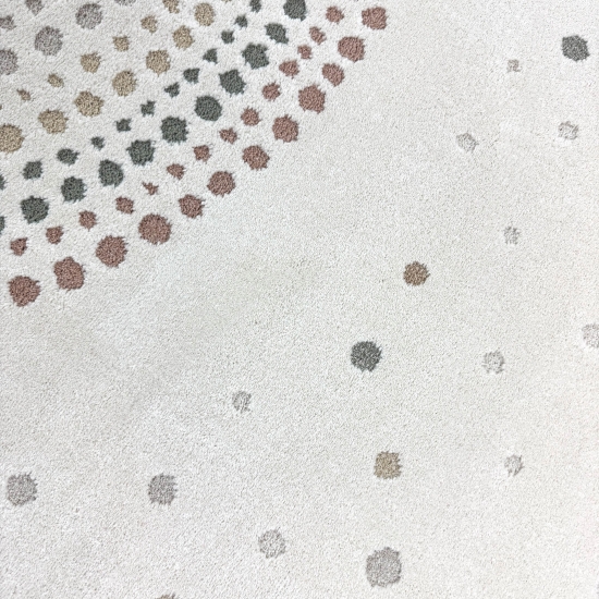 Preview: Kinderzimmerteppich 3D-Effekt Regenbogen aus Punkten in creme bunt