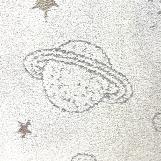 Kinderzimmerteppich Raumschiffen Planeten Sterne in creme grau beige