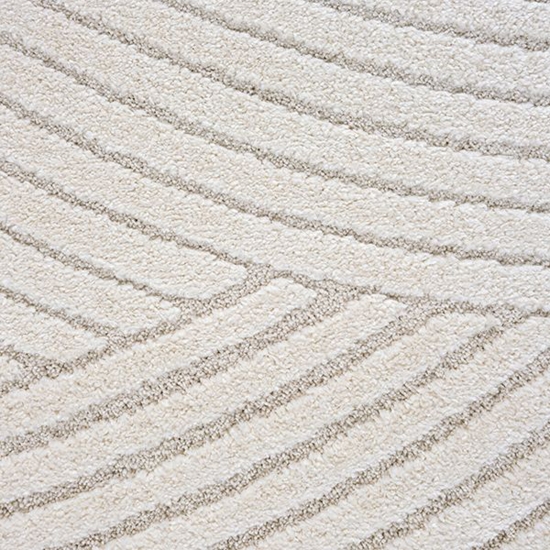 Preview: Teppich mit Hoch-Tief-Effekt Modern & Pflegeleicht im Wellenmuster in creme