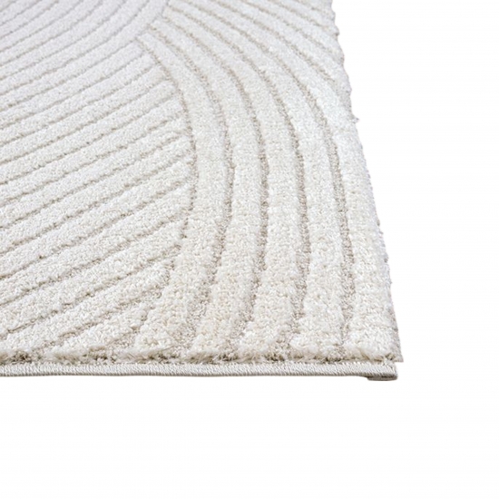 Teppich mit Hoch-Tief-Effekt Modern & Pflegeleicht im Wellenmuster in creme