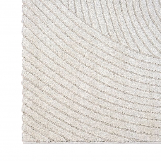 Teppich mit Hoch-Tief-Effekt Modern & Pflegeleicht im Wellenmuster in creme
