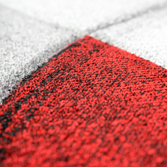 Teppich modern Teppich Wohnzimmer abstrakt in rot grau schwarz