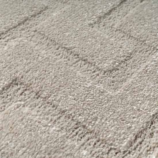 Preview: Greige Teppich modern weich strukturiert gemütlich Wohnzimmer