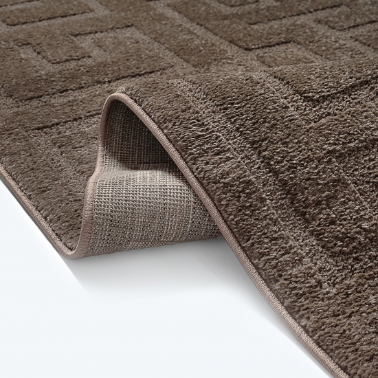 Preview: Teppich Dunkelbraun modern weich strukturiert gemütlich Wohnzimmer
