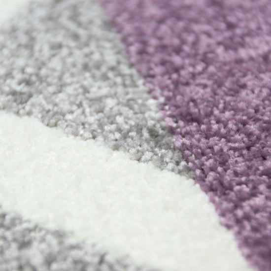 Preview: Teppich Wohnzimmer modern Skandinavisches Design in Lila Creme Grau