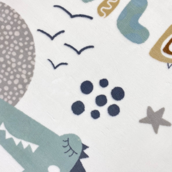 Preview: Kinder-Teppich weich Sterne - Krokodil in creme Preview: Kinder-Teppich weich Sterne - Krokodil in creme