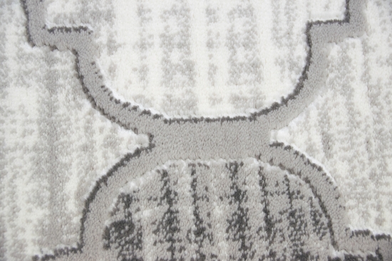 Designer und Moderner Teppich Marokkanisches Muster in Grau Beige