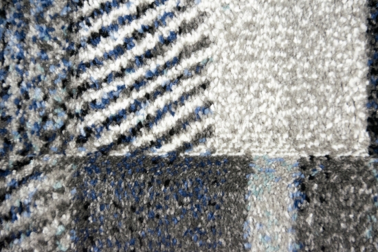 Designer und Moderner Teppich Wohnzimmerteppich mit Konturenschnitt in Blau Grau