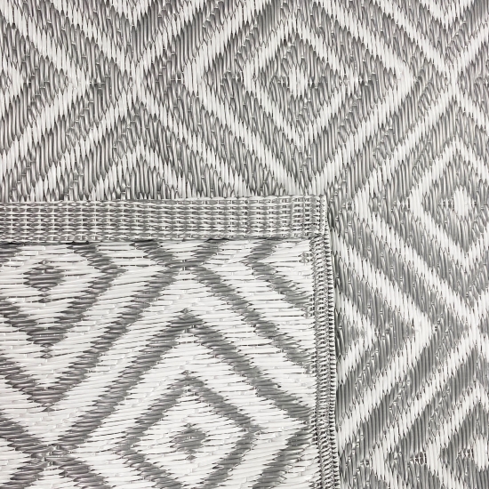 Outdoor-Teppich mit Rautenmuster in grau