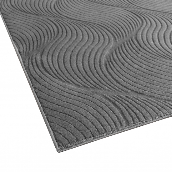 Kuschliger Teppich mit schönem Wellenmuster in anthrazit