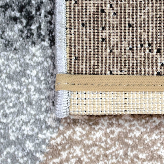 Wohnzimmer Teppich mit abstraktem Karomuster in braun beige