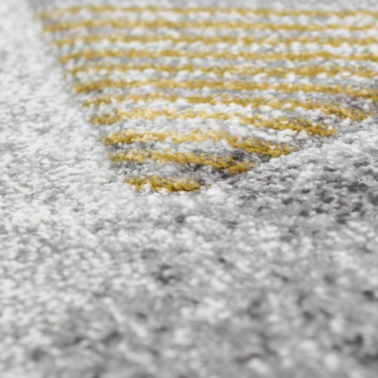 Preview: Moderner Teppich Wohnzimmer abstraktes Muster gestreift mehrfarbig grau blau gold - pflegeleicht Preview: Moderner Teppich Wohnzimmer abstraktes Muster gestreift mehrfarbig grau blau gold - pflegeleicht