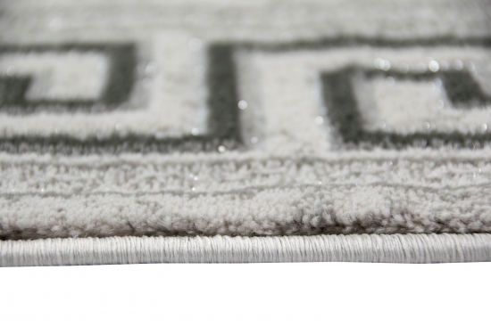 Moderner Teppich Orientteppich mit Glitzergarn mit Bordüre in Grau