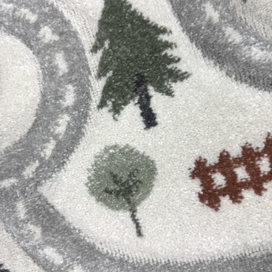 Preview: Runder Spielteppich mit Straßenmotiv fürs Kinderzimmer Weich & Pflegeleicht in creme pastelltönen