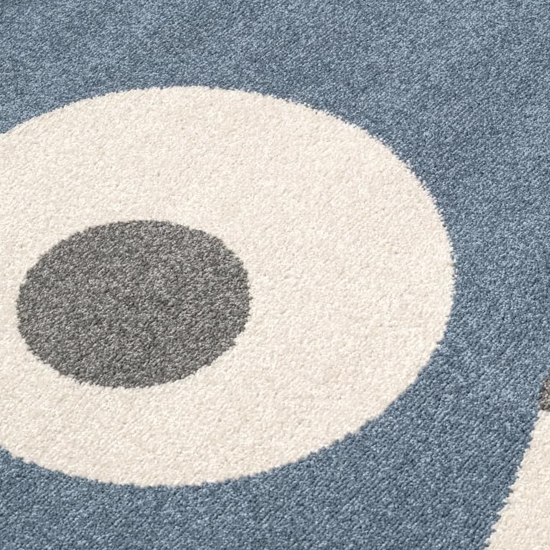 Preview: Kinderteppich in Blau mit fröhlichem Monster