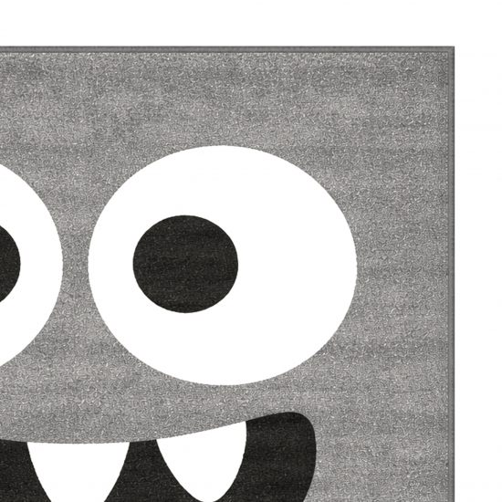 Runder Kinderteppich Grau mit Monster Motiv
