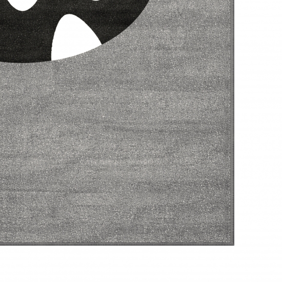 Runder Kinderteppich Grau mit Monster Motiv