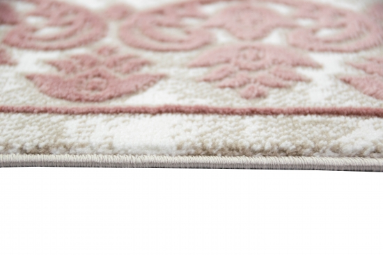 Wohnzimmerteppich mit Ornamenten Teppich Vintage in Rosa Beige Creme