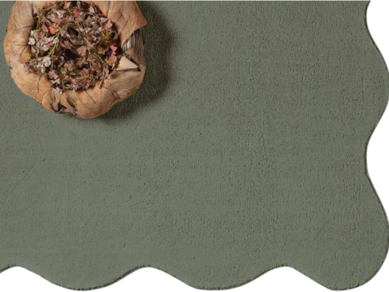 Preview: Teppich in forest grün weich shaggy moderne Wellenform