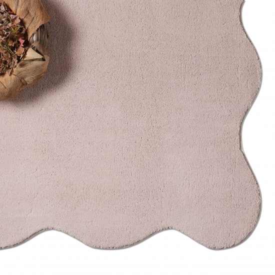 Teppich blush rosa antirutsch weich in moderner Wellenform