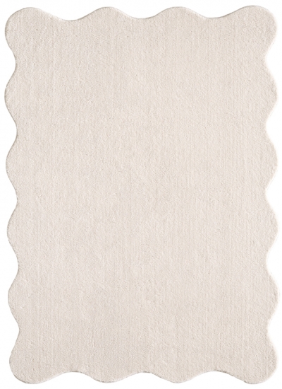 Teppich beige weicher shaggy mit moderner Wellenform