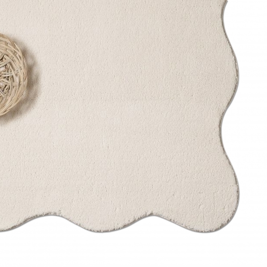 Preview: Teppich beige weicher shaggy mit moderner Wellenform