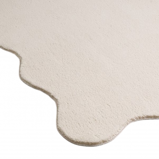 Preview: Teppich beige weicher shaggy mit moderner Wellenform