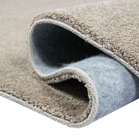 Wohnzimmer Teppich modern Kurzflor mit Uni Design in Taupe