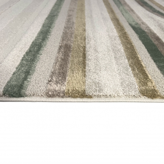 Kurzflorteppich modern Creme Beige Grün Braun Muster weich Glanzeffekt pflegeleicht Wohnzimmer Schlafzimmer Flur