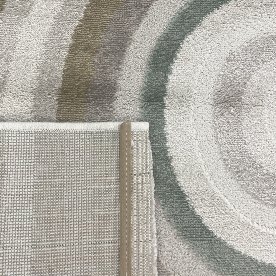 Kurzflorteppich modern Creme Beige Grün Braun Muster weich Glanzeffekt pflegeleicht Wohnzimmer Schlafzimmer Flur