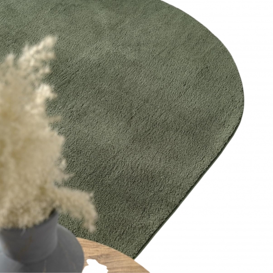 Preview: Teppich Shape in moderner Freiform flauschig weich Forest Grün