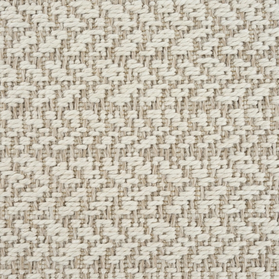 Teppich Outdoor Wohnzimmer strapazierfähig mit rechteckigem Linienmuster in Creme