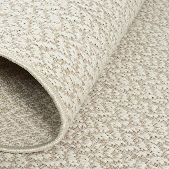 Teppich Outdoor Wohnzimmer strapazierfähig mit rechteckigem Linienmuster in Creme