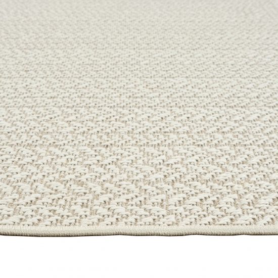 Teppich Outdoor Wohnzimmer strapazierfähig mit rechteckigem Linienmuster in Creme
