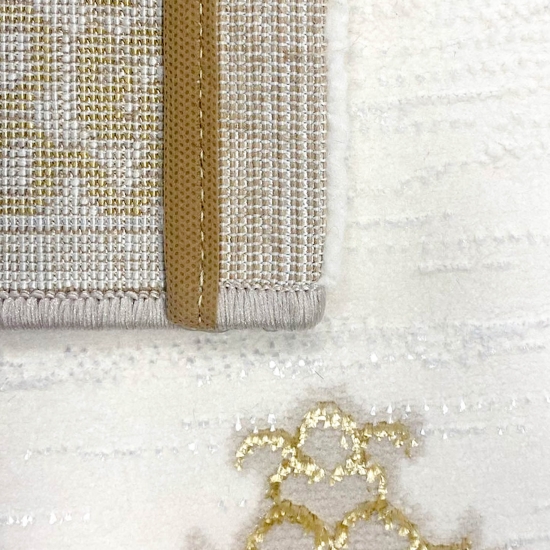 Orientalischer Designerteppich mit Ornament in weiß gold grau