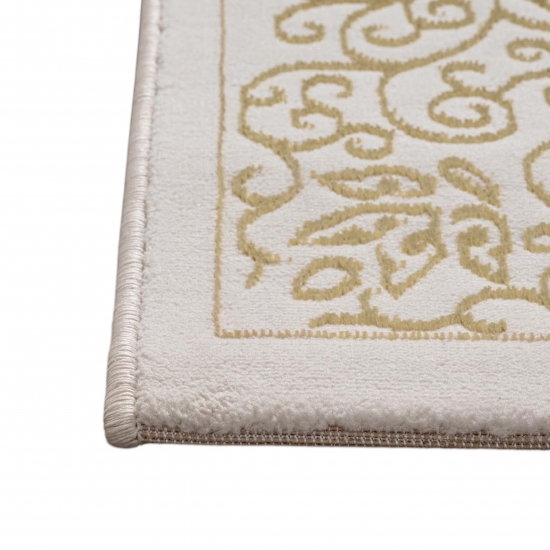 Teppich Creme Gold Ornament Design Wohnzimmer