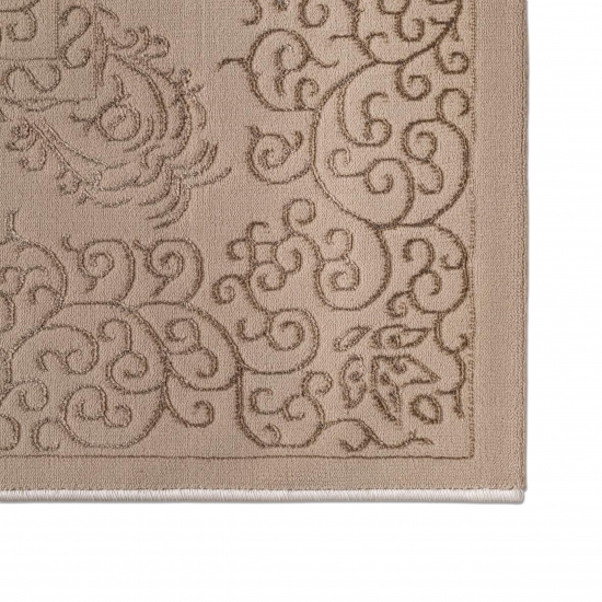 Teppich Beige Ornament Design wohnlich Wohnzimmer
