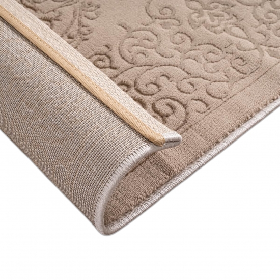 Teppich Beige Ornament Design wohnlich Wohnzimmer