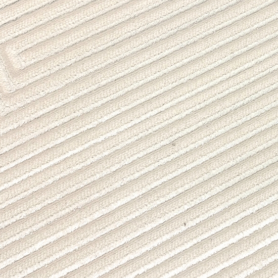 Moderner Kurzflorteppich Creme geometrisches Design mit Glanzstruktur für Wohnzimmer Schlafzimmer und Flur