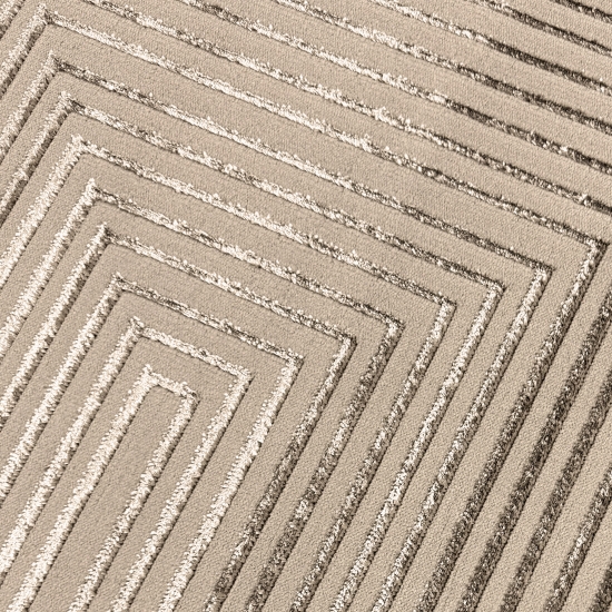 Moderner Wohnzimmerteppich pflegeleicht geometrisches Muster in Beige